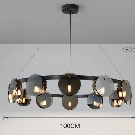 Suspension moderne en verre noir élégante — LZ4X9P2