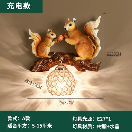 Applique murale LED design nordique en résine écureuil pour intérieur — LZ4X9T2