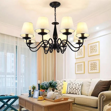 lustre en fer noir avec abat-jour pour intérieur élégant