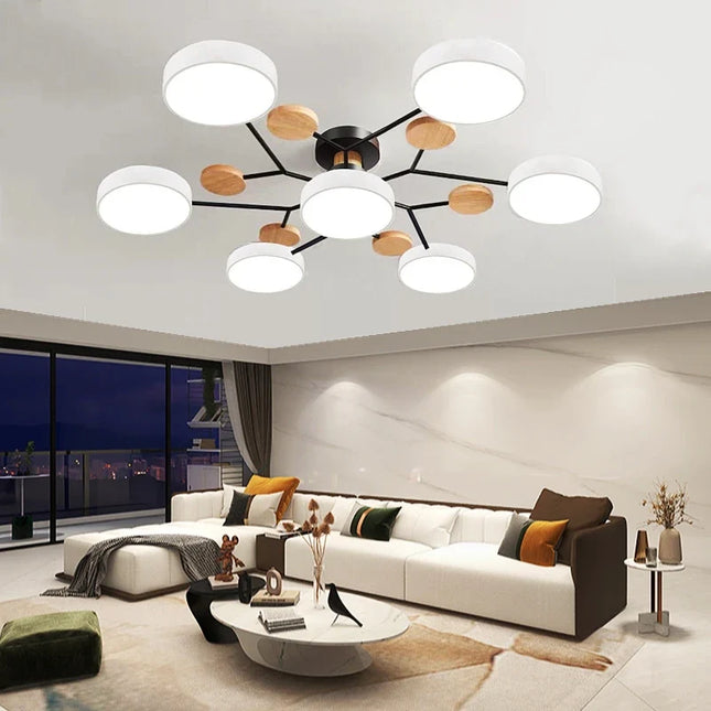 Lustre LED nordique minimaliste en bois pour intérieur — LZ4X9P