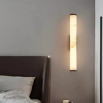 Applique murale en marbre naturel avec éclairage LED et finition cuivre — LZ4P9X2