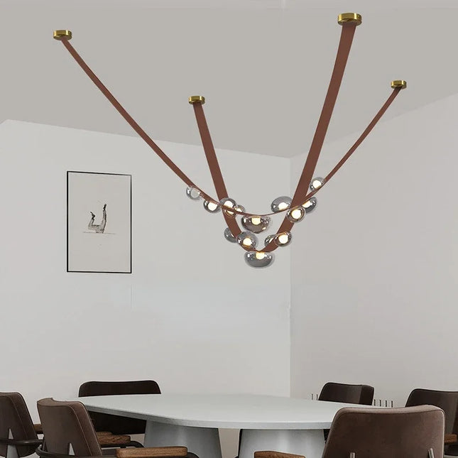 Lustre suspension en cuir avec éclairage LED design moderne — LZ4X9T2