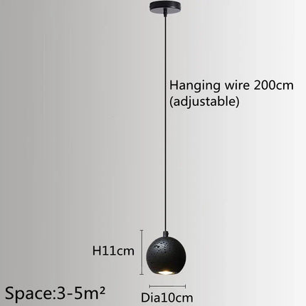 Suspension De Style Industriel Rétro Trou Noir Pierre LED Pendel Art Nordique Design Lustre pour Bar Salle À Manger Chambre
