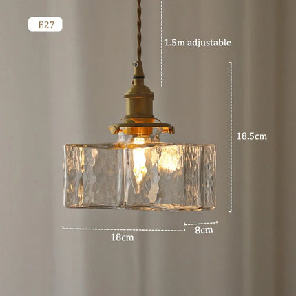 suspension rétro avec abat-jour en verre