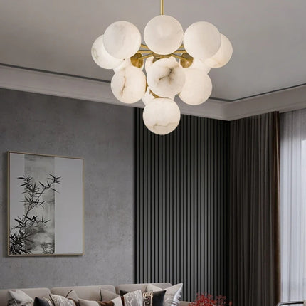 Lustre rond en cuivre minimaliste avec marbre — LZ4X9P2