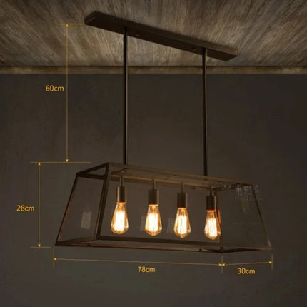 Suspension industrielle vintage en fer et acrylique pour cuisine et bar — LZ4X9M2