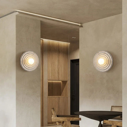 Applique murale LED ronde style japonais wabi-sabi rétro — LZ4X9T2