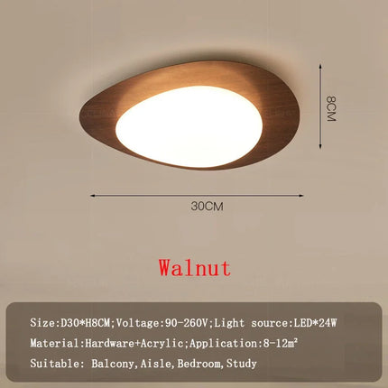 Plafonnier LED nordique en bois noyer et acrylique avec galets — LZ4X9P2