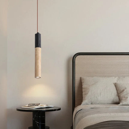 Suspension vintage en pierre naturelle avec abat-jour cloche — LZ4X9B2