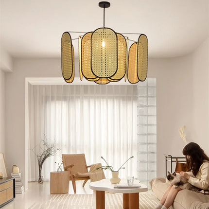 Plafonnier rotin style chinois décoratif pour restaurant — LZ4X9P2