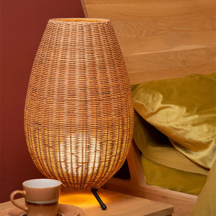 Lampadaire artisanal en rotin naturel pour intérieur et extérieur — LZ4X9M