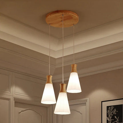 Lustre suspension en bois massif et verre — LZ4P9XQ
