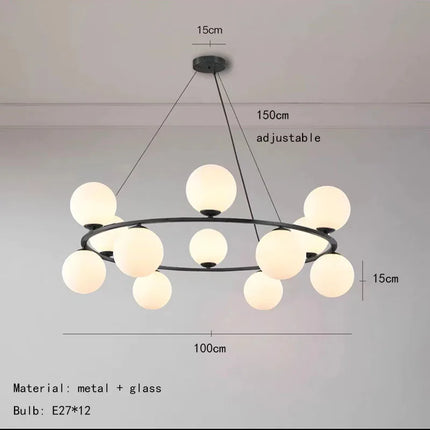 Suspension en verre blanc au design nordique pour intérieur décoratif — LZ4M9X