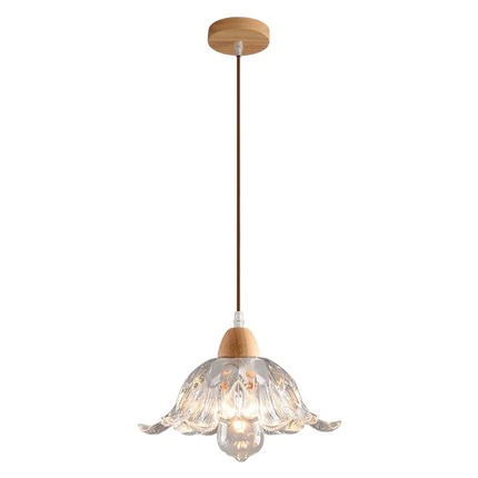 Lustre suspendu moderne en bois et verre style nordique LED — LZ4X9Q