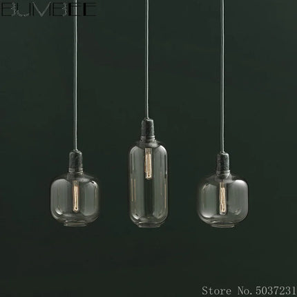 Suspension en verre avec détail marbre au design industriel élégant — LZ4X9B2