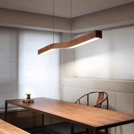 Lustre rétro en bois de noyer avec bande allongée pour loft — LZ4F7Q2