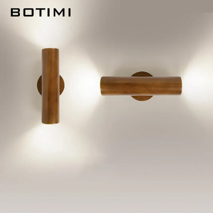Applique murale nordique en bâton de bois brillant orientable vers le bas — LZ4X9JQ