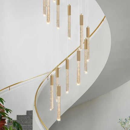 Lustre en or LED à spirale en cristal pour escalier moderne — LZ4X9T