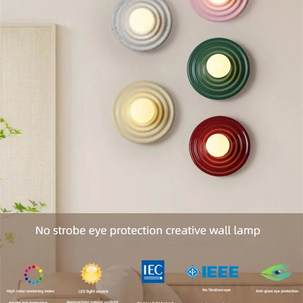 Applique murale LED ronde en résine style rétro japonais — LZ4X9P2