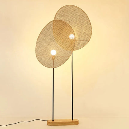 Lampadaire en rotin tissé style asiatique pour intérieur moderne — LZ4X9T1