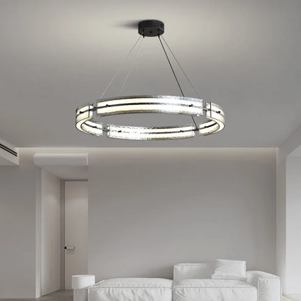Suspension minimaliste en fer avec verre ondulé pour intérieur moderne — LZ4X9P2