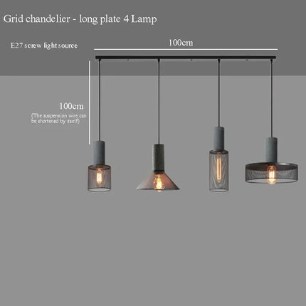 Suspension en ciment avec abat-jour en fer forgé style loft industriel — LZ4X9P2