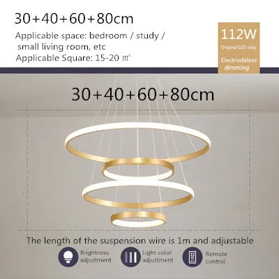 Lustre nordique moderne avec anneau lumineux et télécommande — LZ4X9P2