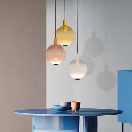 Suspension boule en verre style vitrail italien pour salon et cuisine — LZ4X9T