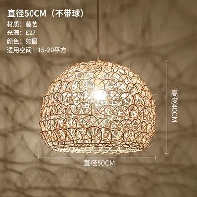 Suspension en rotin tissé aux influences nordique et japonaise — LZ4X9Q