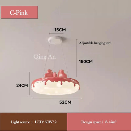 Lustre en forme de donut avec nœud rose pour chambre enfantine — LZ4P9XQ