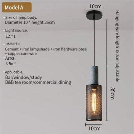 Suspension industrielle en béton avec abat-jour en fer — LZ4X9P