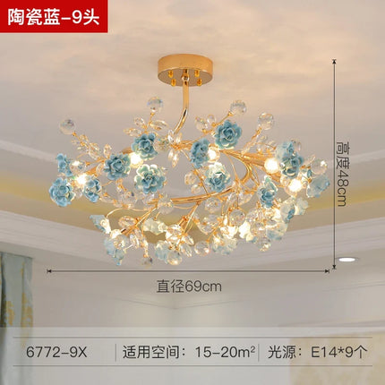 Lustre italien en céramique avec éclairage cristal pour mariage et intérieur — LZ4P9XJ2