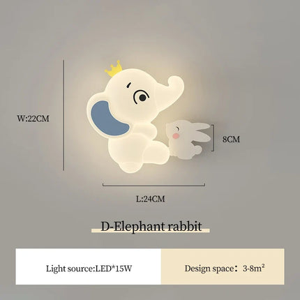 Applique murale moderne éléphant avec lumière douce pour enfant — LZ4P7XQ