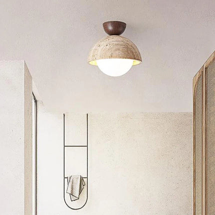 Plafonnier LED scandinave en travertin style wabi sabi marbre — LZ4X9P2