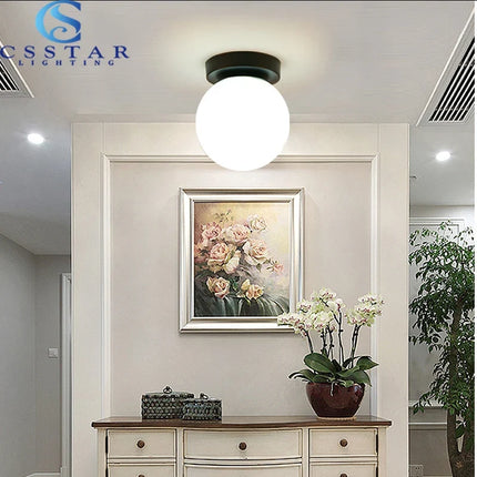 Plafonnier rond boule en verre LED pour salon et couloir — LZ4X9P