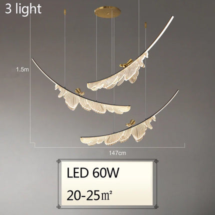 Lustre artistique ajustable en plumes et fil métallique — LZ4P9XJ