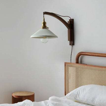 Applique murale pliante en céramique style vintage japonais noyer — LZ4J9Q2M