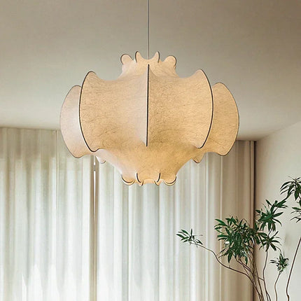Lustre LED intérieur style wabi-sabi en soie japonaise — LZ4X9M