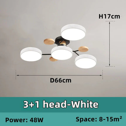 Lustre LED en bois style nordique pour plusieurs pièces — LZ4X9T