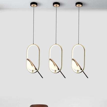 Lustre suspendu nordique en acrylique avec oiseaux LED — LZ4X9J