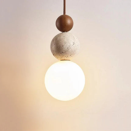 Suspension LED ronde en tuf jaune forme gourde Wabi Sabi — LZ4X9B