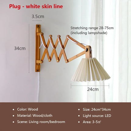 Applique murale LED télescopique style japonais en bois pour salon et chambre — LZ4QX9