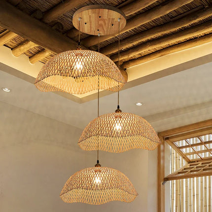 Suspension rétro en bambou tressé pour salon et restaurant — LZ4X9D7