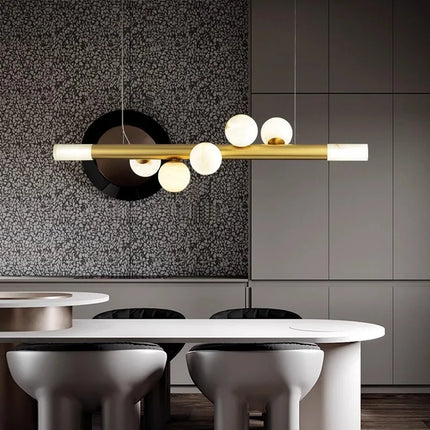 Lustre suspension boule en marbre véritable style post-moderne — LZ4X9T2