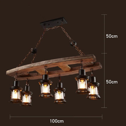 Lustre suspension rétro en bois style industriel pour café — LZ4D7Q9
