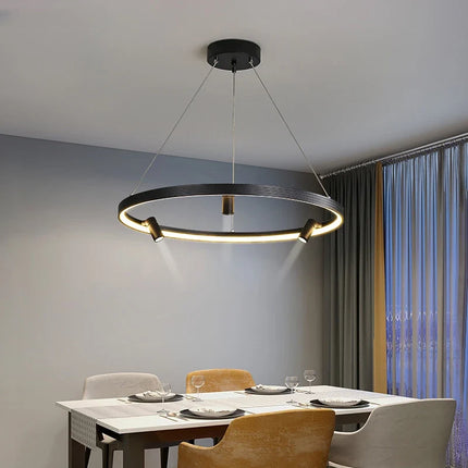 Lustre LED moderne avec anneau et suspension noire — LZ4X9P