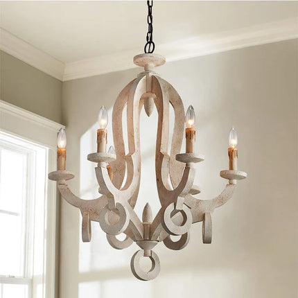 Lustre en bois massif style américain pour divers espaces — LZ4D9Q2