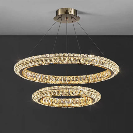 Lustre en cristal doré au design postmoderne pour intérieur raffiné — LZ4X9J