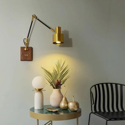 Applique murale pivotante en cuivre et bois massif — LZ4X9JQ