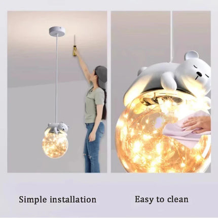 Lustre moderne mignon avec ours et lapin pour chambre d’enfants — LZ4Q7M9